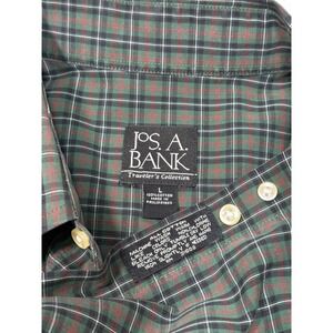 Jos. A. Bank Travelers Collection Mens Large Green Red‎ Plaid Button Down Shirt